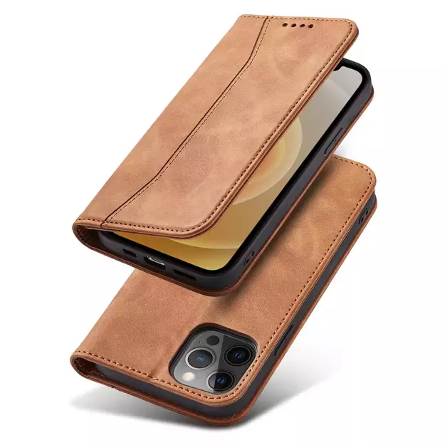 Magnet Fancy Case Case for iPhone 12 Pro Max Pouch Wallet Card Holder Brown 18