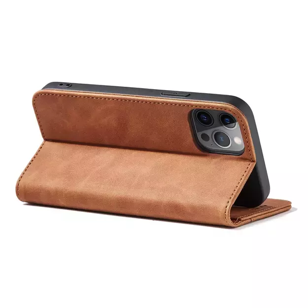 Magnet Fancy Case Case for iPhone 12 Pro Max Pouch Wallet Card Holder Brown 23