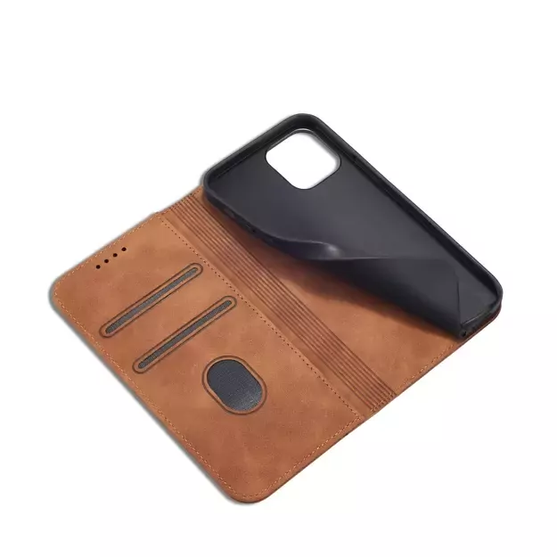 Magnet Fancy Case Case for iPhone 12 Pro Max Pouch Wallet Card Holder Brown 26