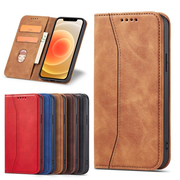 Magnet Fancy Case Case for iPhone 12 Pro Max Pouch Wallet Card Holder Brown 3