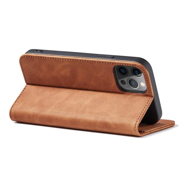 Magnet Fancy Case Case for iPhone 12 Pro Max Pouch Wallet Card Holder Brown 9