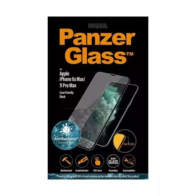 PanzerGlass E2E Super+ antibacterial tempered glass for iPhone XS Max / 11 Pro Max - with black frame 2