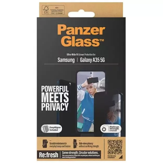 PanzerGlass Ultra-Wide Fit Privacy Tempered Glass with Positioner for Samsung Galaxy A35 5G 6