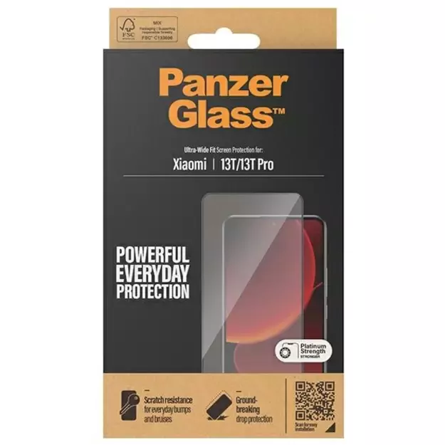 PanzerGlass Ultra-Wide Fit Antibacterial Tempered Glass for Xiaomi 13T / 13T Pro - With Black Frame 3