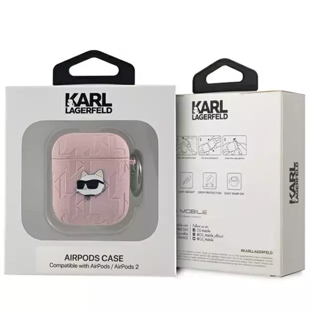 Karl Lagerfeld Monogram Choupette Head case for AirPods 1 / 2 - pink 4