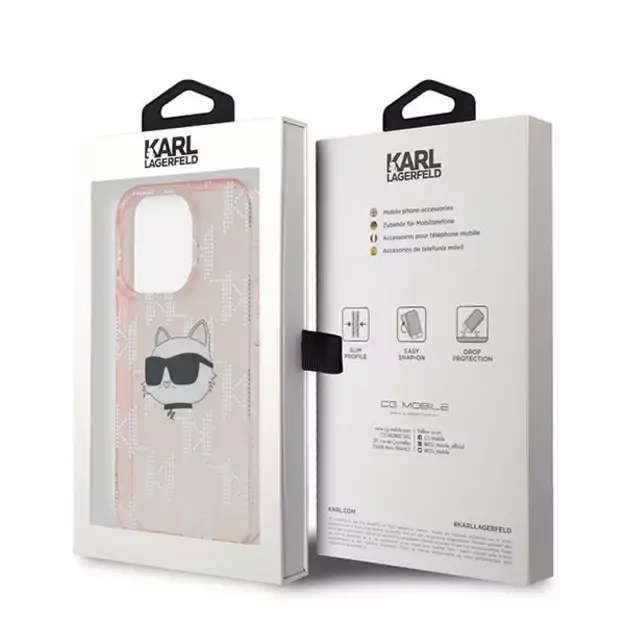 Karl Lagerfeld IML Choupette Head &amp  Monogram case for iPhone 14 Pro Max - pink 14