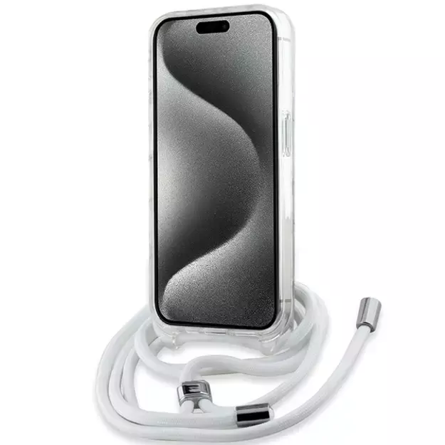 Karl Lagerfeld IML Crossbody Monogram Karl &amp  Choupette Head MagSafe Case for iPhone 15 Pro - Transparent 2