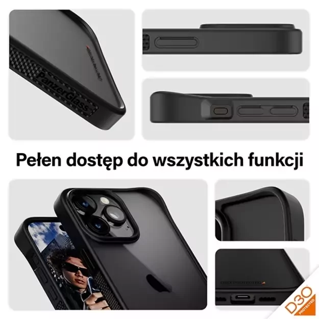 PanzerGlass ClearCase Case for iPhone 15 Pro Max with Military Grade Certification - Transparent and Black 9