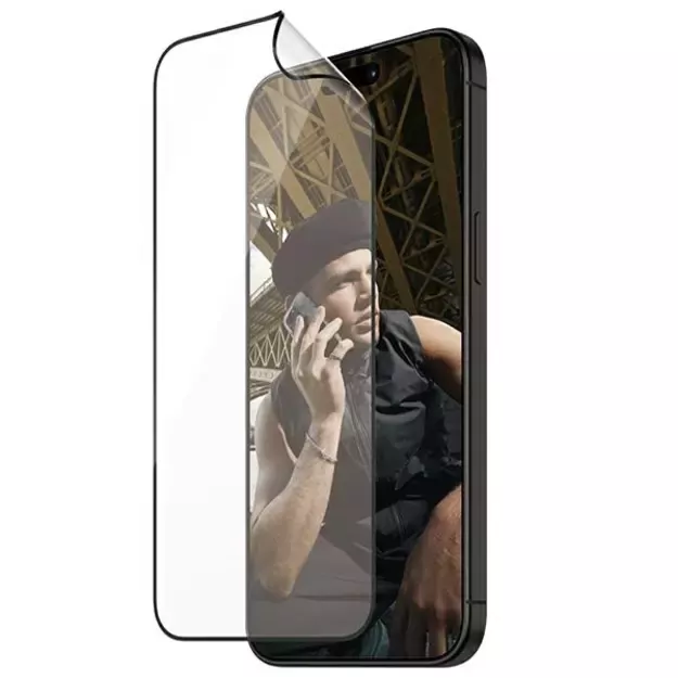 PanzerGlass Matrix Ultra-Wide-Fit hybrid glass for iPhone 15 Pro with positioner