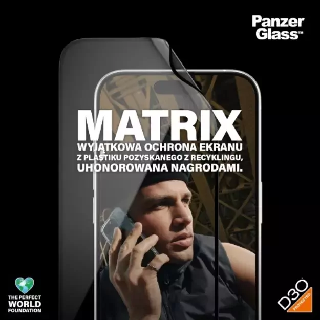 PanzerGlass Matrix Ultra-Wide-Fit hybrid glass for iPhone 15 Pro with positioner 2