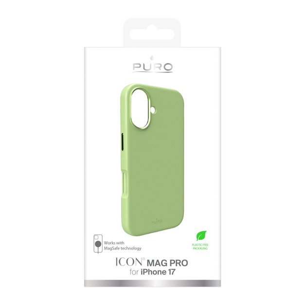 Pure Icon Mag Pro Liquid Silicone Case for iPhone 17, MagSafe Compatible, with Camera Protection and Aluminum Buttons - Green 1