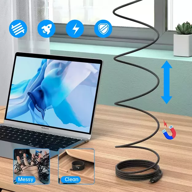 Choetech XCC-1051 magnetic USB-C / USB-C PD 3.1 cable 240W 1.8m - black 6