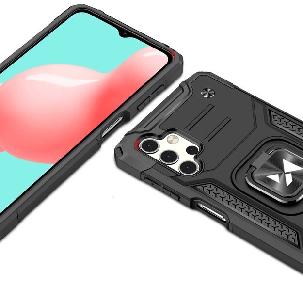 Wozinsky Ring Armor Case Kickstand Tough Rugged Cover for Samsung Galaxy A32 5G black 8