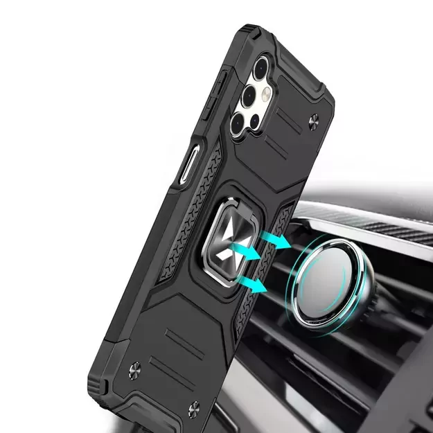 Wozinsky Ring Armor Case Kickstand Tough Rugged Cover for Samsung Galaxy A32 5G black 5