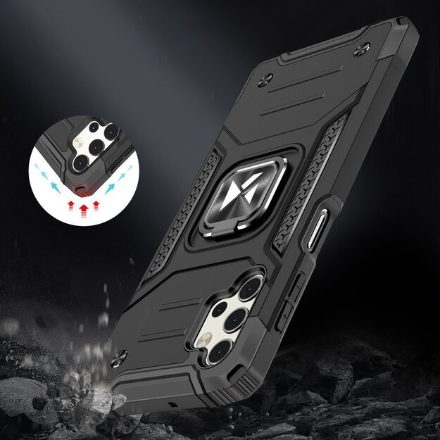 Wozinsky Ring Armor Case Kickstand Tough Rugged Cover for Samsung Galaxy A32 5G black 13