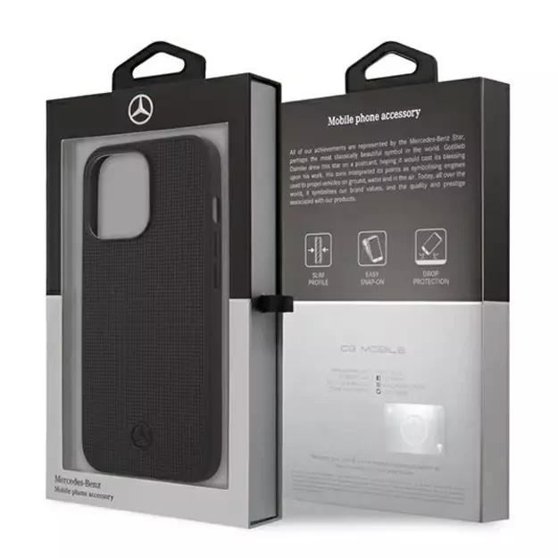 Mercedes MEHCP13LMBLBK iPhone 13 Pro / 13 6,1  czarny/black hardcase Leather Meshed Metal Logo 7