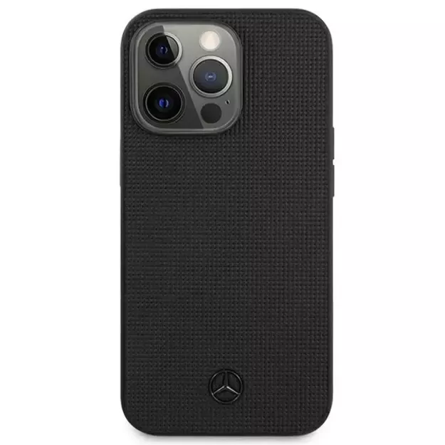 Mercedes MEHCP13LMBLBK iPhone 13 Pro / 13 6,1  czarny/black hardcase Leather Meshed Metal Logo 2
