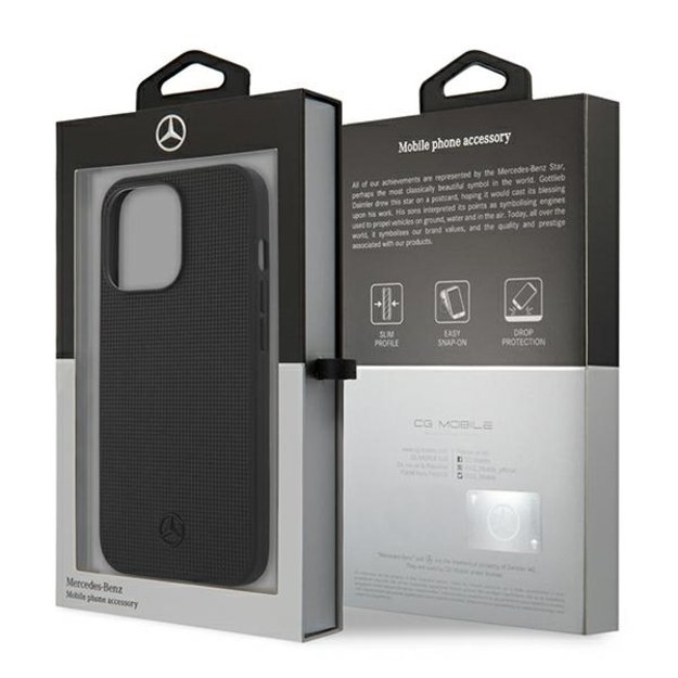 Mercedes MEHCP13LMBLBK iPhone 13 Pro / 13 6,1  czarny/black hardcase Leather Meshed Metal Logo 14