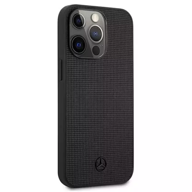Mercedes MEHCP13LMBLBK iPhone 13 Pro / 13 6,1  czarny/black hardcase Leather Meshed Metal Logo 3