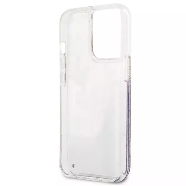 Guess GUHCP13LLFLSU iPhone 13 Pro / 13 6.1&quot  purple/purple hardcase Flower Liquid Glitter 6