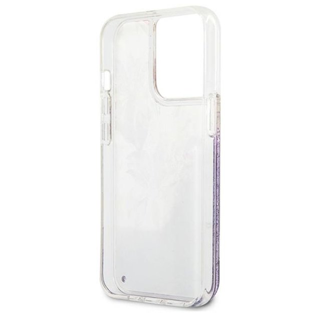 Guess GUHCP13LLFLSU iPhone 13 Pro / 13 6.1&quot  purple/purple hardcase Flower Liquid Glitter 13