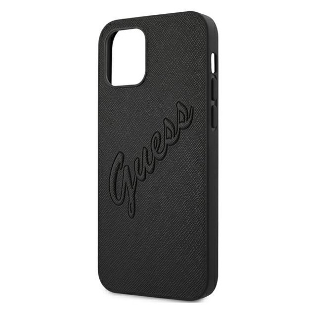 Guess Saffiano Vintage Script Case for iPhone 12 Pro Max 6.7&quot  - Black 12