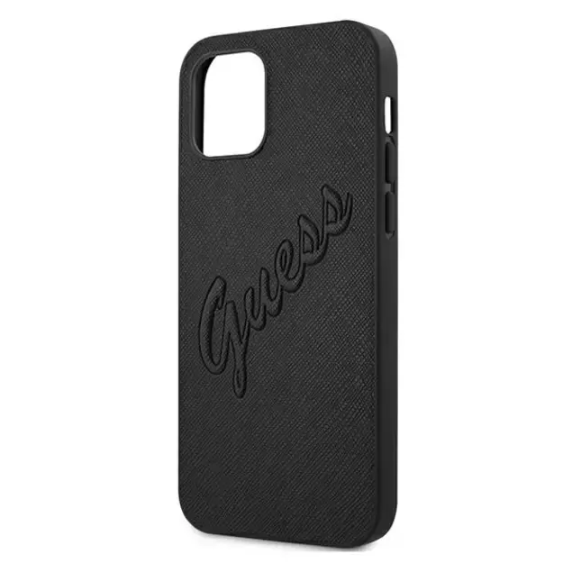 Guess Saffiano Vintage Script Case for iPhone 12 Pro Max 6.7&quot  - Black 5