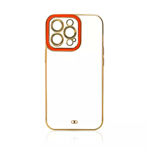 Fashion Case for iPhone 13 Pro Gold Frame Gel Cover Red 2