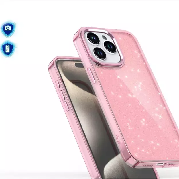 Glitter Case for iPhone 16 Pro - pink with glitter 14