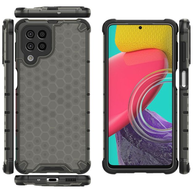 Honeycomb case armored cover with a gel frame for Samsung Galaxy M53 5G black 38