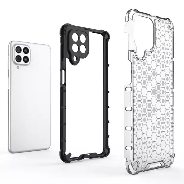 Honeycomb case armored cover with a gel frame for Samsung Galaxy M53 5G black 4