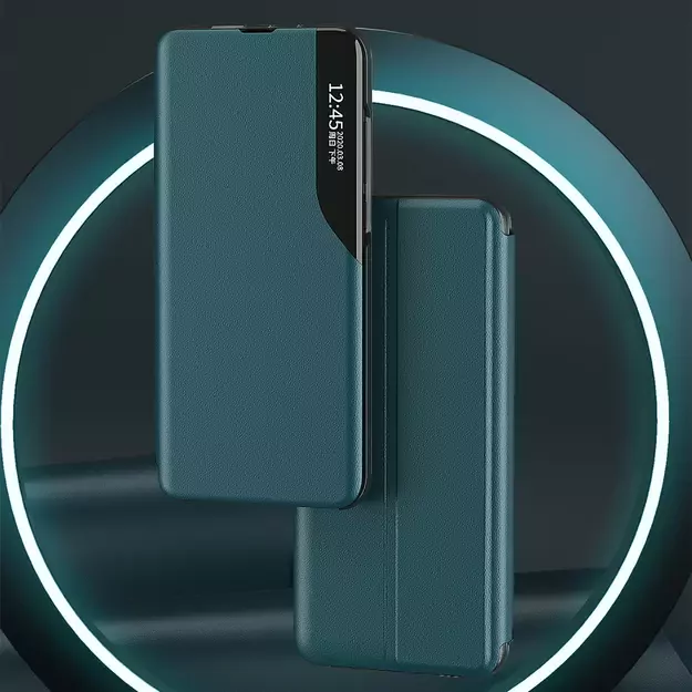 Eco Leather View Case elegant bookcase type case with kickstand for Samsung Galaxy A22 4G purple 11