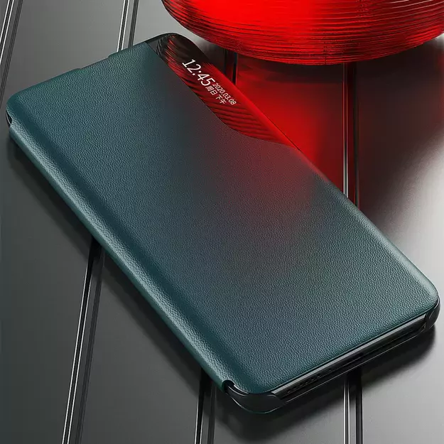 Eco Leather View Case elegant bookcase type case with kickstand for Samsung Galaxy A22 4G purple 16