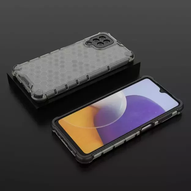 Honeycomb Case armor cover with TPU Bumper for Samsung Galaxy A22 4G black 12