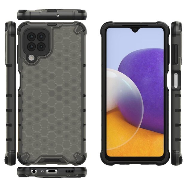 Honeycomb Case armor cover with TPU Bumper for Samsung Galaxy A22 4G black 14