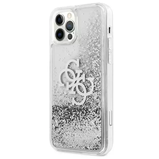 Guess GUHCP12LLG4GSI iPhone 12 Pro Max 6.7&quot  silver/silver hardcase 4G Big Liquid Glitter 1