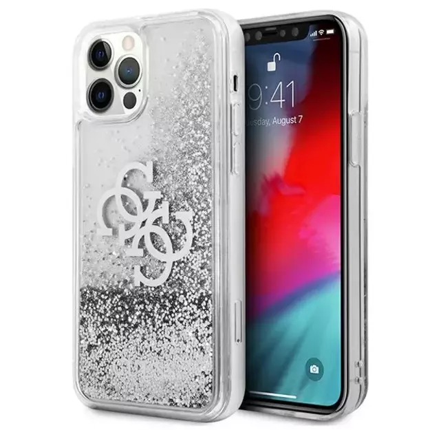 Guess GUHCP12LLG4GSI iPhone 12 Pro Max 6.7&quot  silver/silver hardcase 4G Big Liquid Glitter