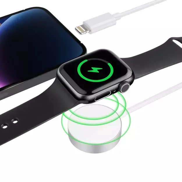 Tech-Protect UltraBoost 2in1 Magnetic Charger with USB-C / Lightning Cables for Apple Watch 1.5m - White 6