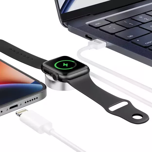 Tech-Protect UltraBoost 2in1 Magnetic Charger with USB-C / Lightning Cables for Apple Watch 1.5m - White 7