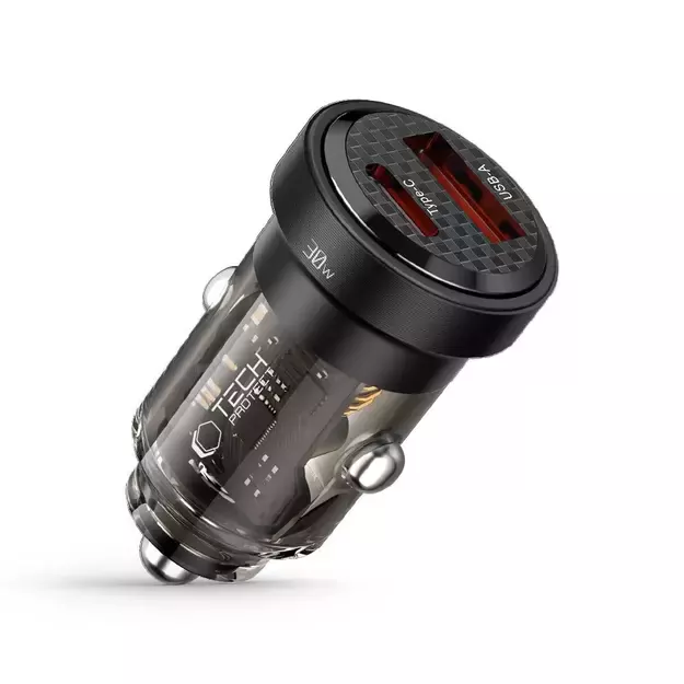 Tech-Protect CC30W Car Charger USB-C PD 30W / USB-A QC 3.0 - Black 3