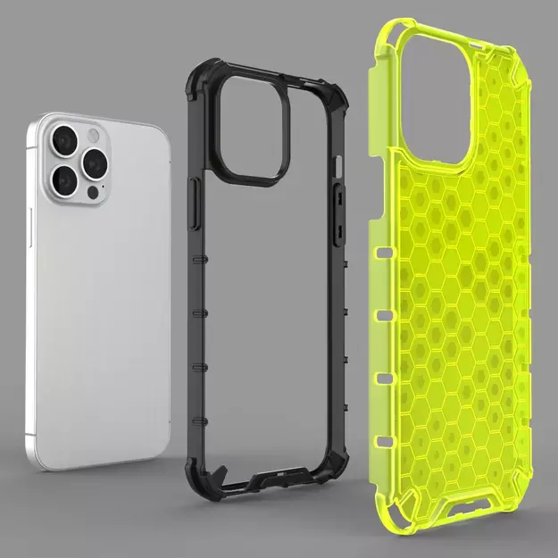 Honeycomb Case armor cover with TPU Bumper for iPhone 13 Pro Max green 23