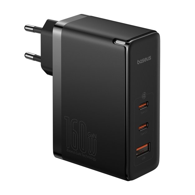 Baseus GaN5 Pro GaN charger 2x USB-C / USB-A 160W - black + USB-C - USB-C 240W cable - black 2