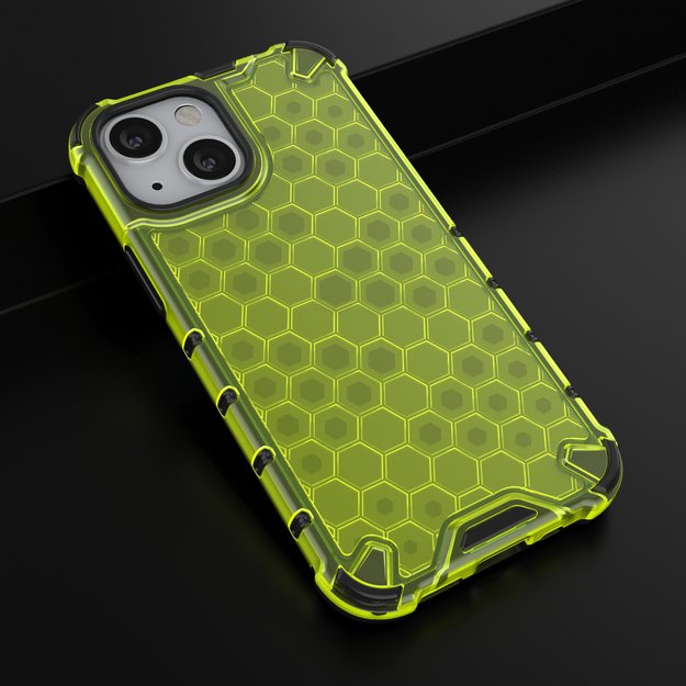 Honeycomb Case armor cover with TPU Bumper for iPhone 13 mini green 26
