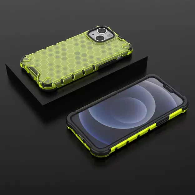 Honeycomb Case armor cover with TPU Bumper for iPhone 13 mini green 12
