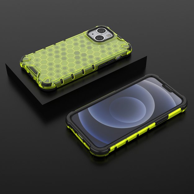 Honeycomb Case armor cover with TPU Bumper for iPhone 13 mini green 25
