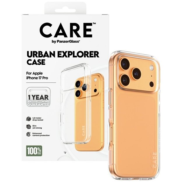 CARE by PanzerGlass Flagship Urban Explorer Case w. Clear Frame for iPhone 17 Pro - Transparent 3
