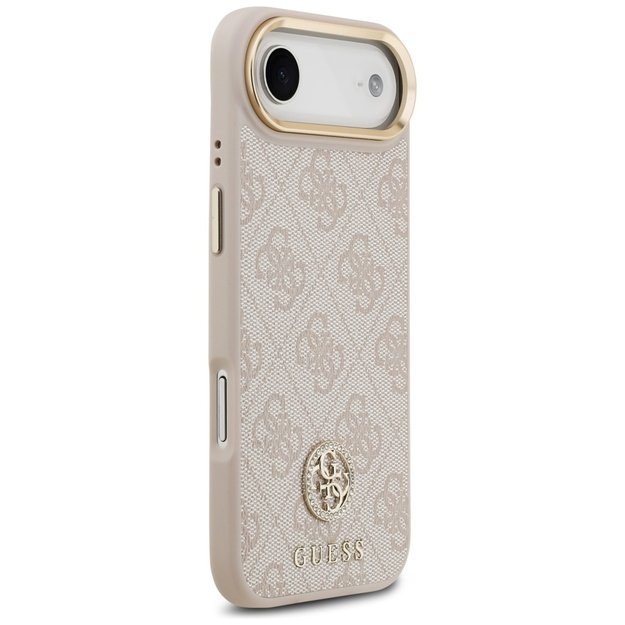 Guess 4G Strass Logo &amp  Big Strap Metal Buttons MagSafe Case for iPhone Air - Pink 2