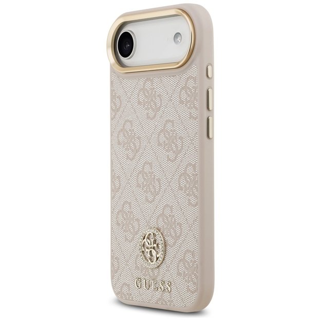 Guess 4G Strass Logo &amp  Big Strap Metal Buttons MagSafe Case for iPhone Air - Pink 8