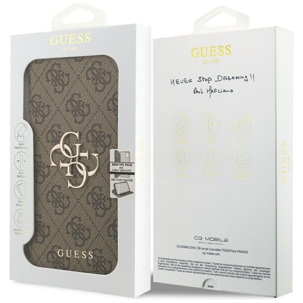 Guess Book 4G Metal Logo Case for iPhone 17 Pro Max - Brown 6