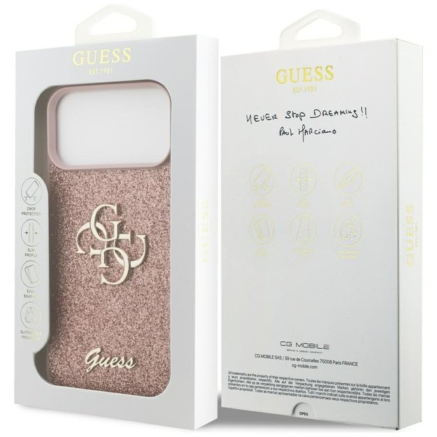 Guess Fixed Glitter Big 4G Case for iPhone 17 Pro Max - Pink 7